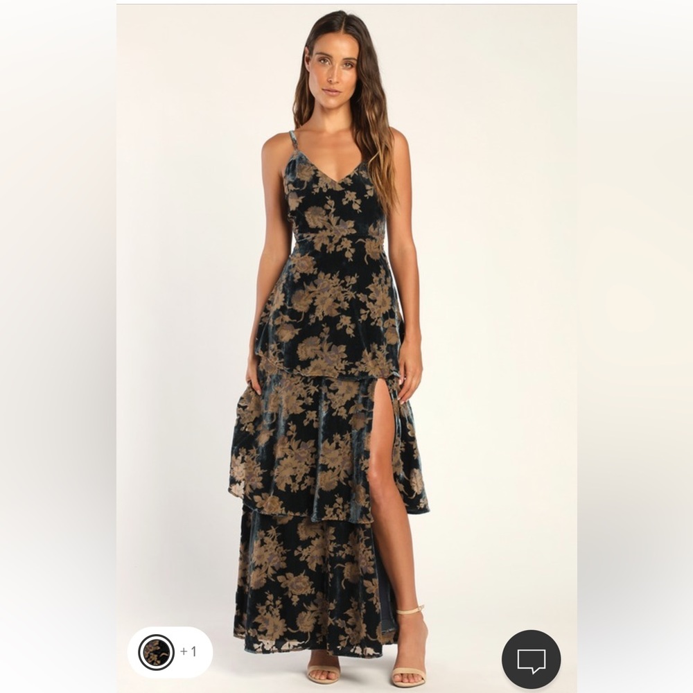 I LOVE YOU AMORE VELVET SLATE BLUE DRESS
